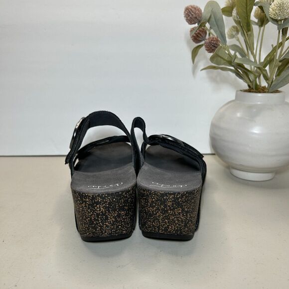 Dansko Leather Susie Wedge Sandals Buckle Black Women EU 42/11.5 Tried on - Picture 4 of 10